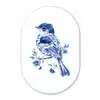 Vogel - Delfts blauw - Illustratie - Bloemen Wandcirkel Ovaal Glas middel -3d