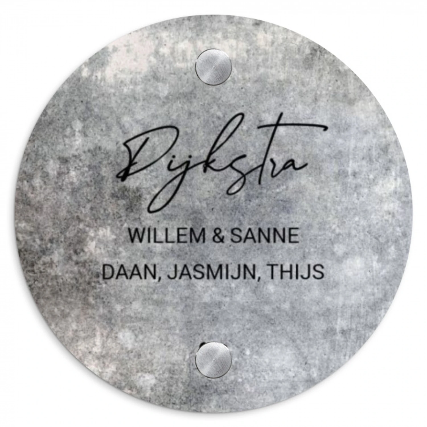 Beton - Sierlijk Naambord Rond klein -3d