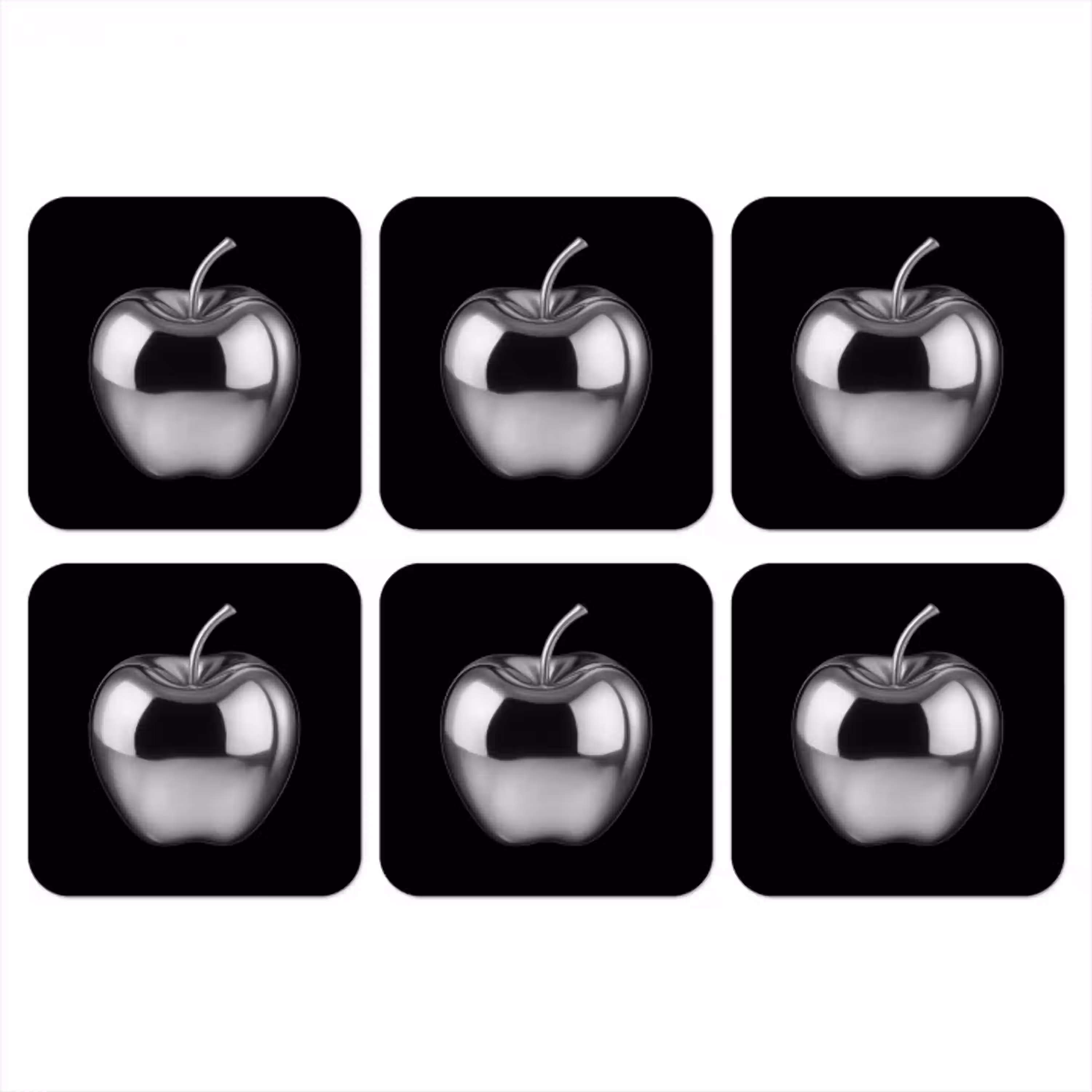Appel - Metallic - Symmetrisch onderzetter kurk middel -3d