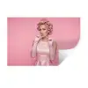 Vrouw - Roze - Parelketting - Krulspelden Muursticker klein -3d