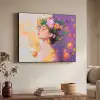 Abstract - Vrouw - Bloemenkroon - Goud Textielframe zwart klein -sfeer3