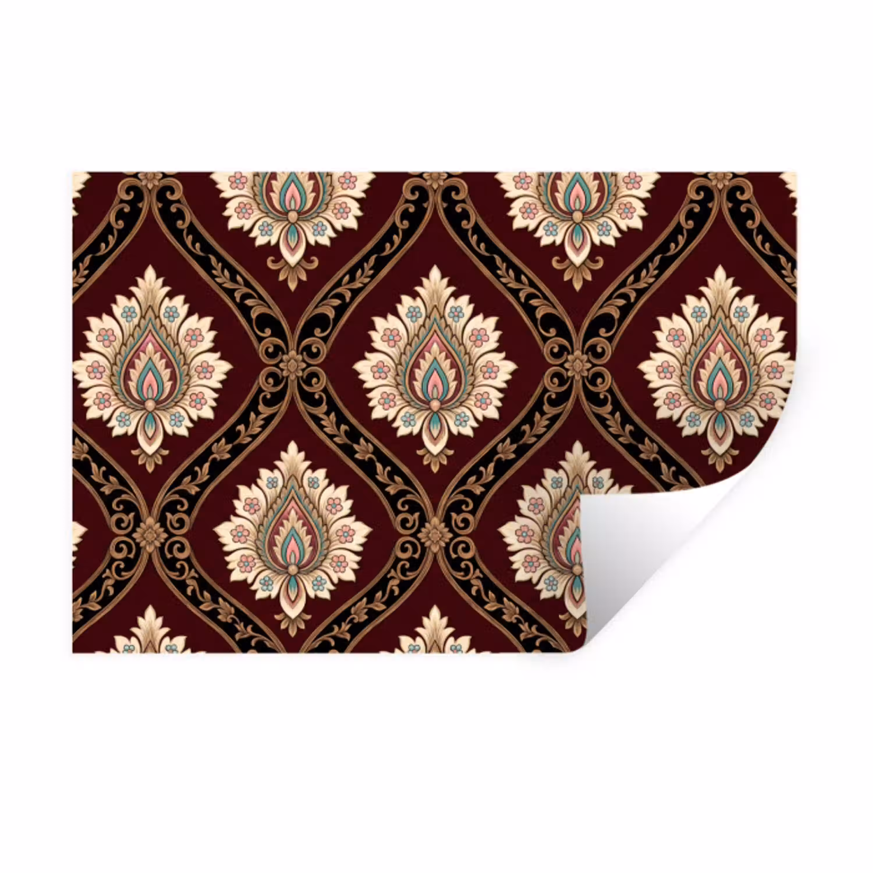 Patroon - Bloemmotief - Decoratie - Klassiek - Rood Muursticker klein -3d