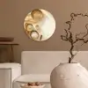 Granen - Hout - Kom - Beige Wandcirkel plexiglas klein -sfeer1