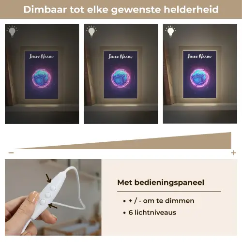 Voetbal - Sport - Blauw - Paars Light Box met kabel (Kinderlampje) klein -USP_dimbaarNL