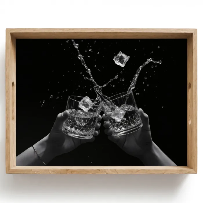 Whiskyglazen - Ijs - Spetters - Zwart Dienblad Rechthoek middel -z3d_shopping