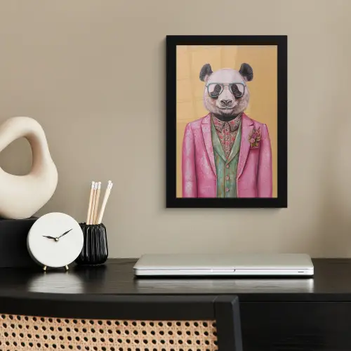 Panda - Pak - Zonnebril - Blauw fotolijst zwart zonder passe partout klein -sfeer1