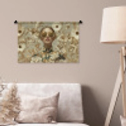 Vrouw - Bloemen - Zonnebril - Wit Wandkleed katoen klein -sfeer4