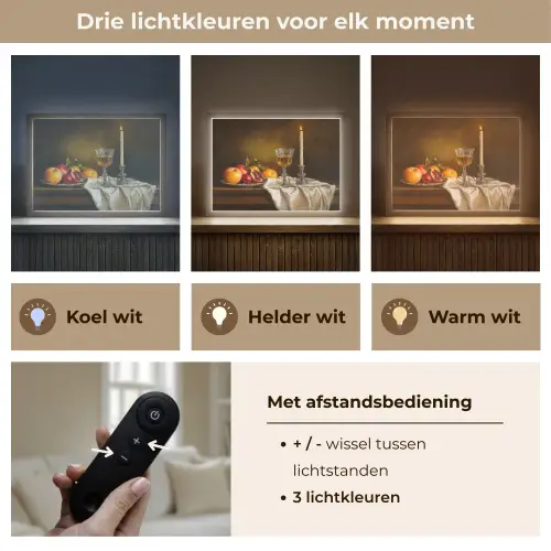 Fruit -  Stilleven - Wijn - Kaars Light Box met batterij (Wandlamp) middel -USP_lichtkleurNL