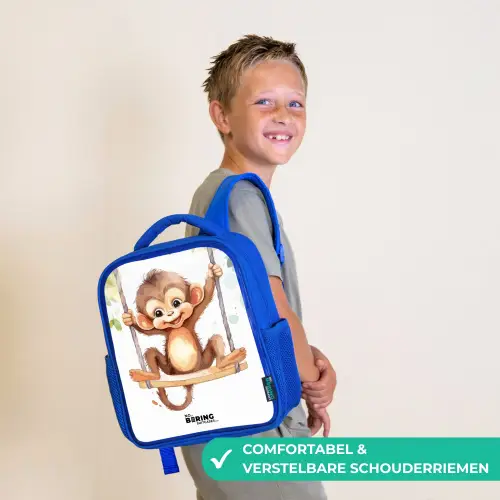 Schommelende grote aap Kinderrugzak - Blauw middel -sfeer3_NL