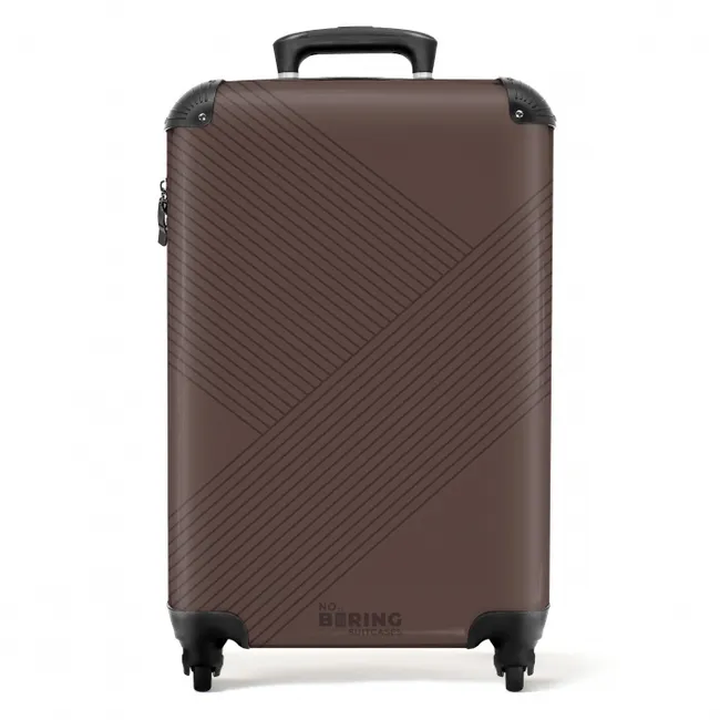 Minimal - Kruisende lijnen op donkerbruin NBS - Handbagage koffer - Unisex middel -productfoto_recht