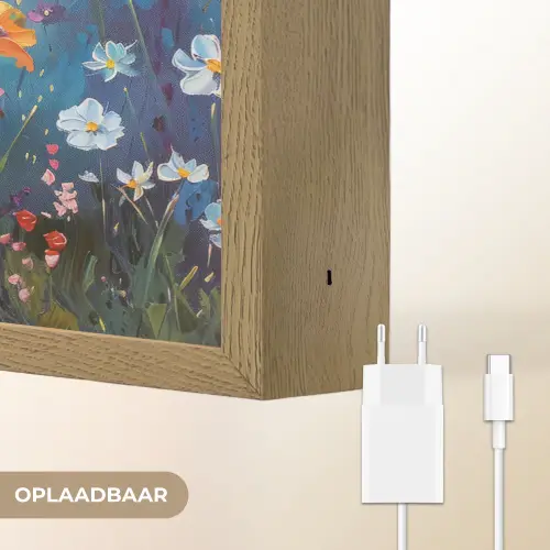 Bloemen - Natuur - Waterverf - Kunst Light Box met batterij (Wandlamp) middel -USP_websiteoplaadbaarNL