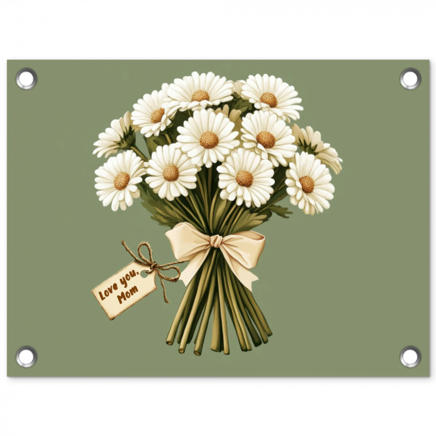 Lint - Boeket - Groen - Quote tuinposter los doek klein -3d