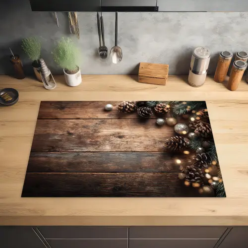 Kersthoekdecoratie - Dennenappels - Lichtjes Inductie beschermer vinyl 3mm klein -sfeer5