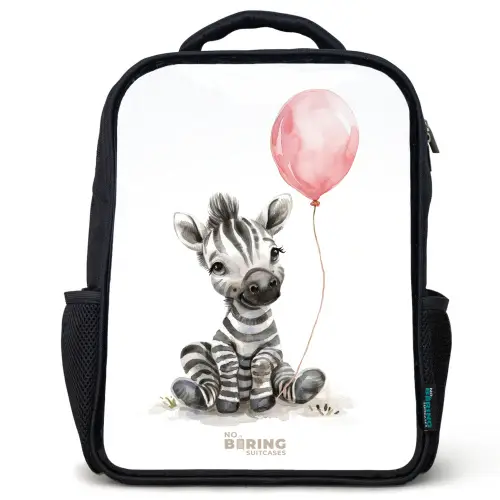 Zebra met roze ballon Rugzak - Zwart middel -3d