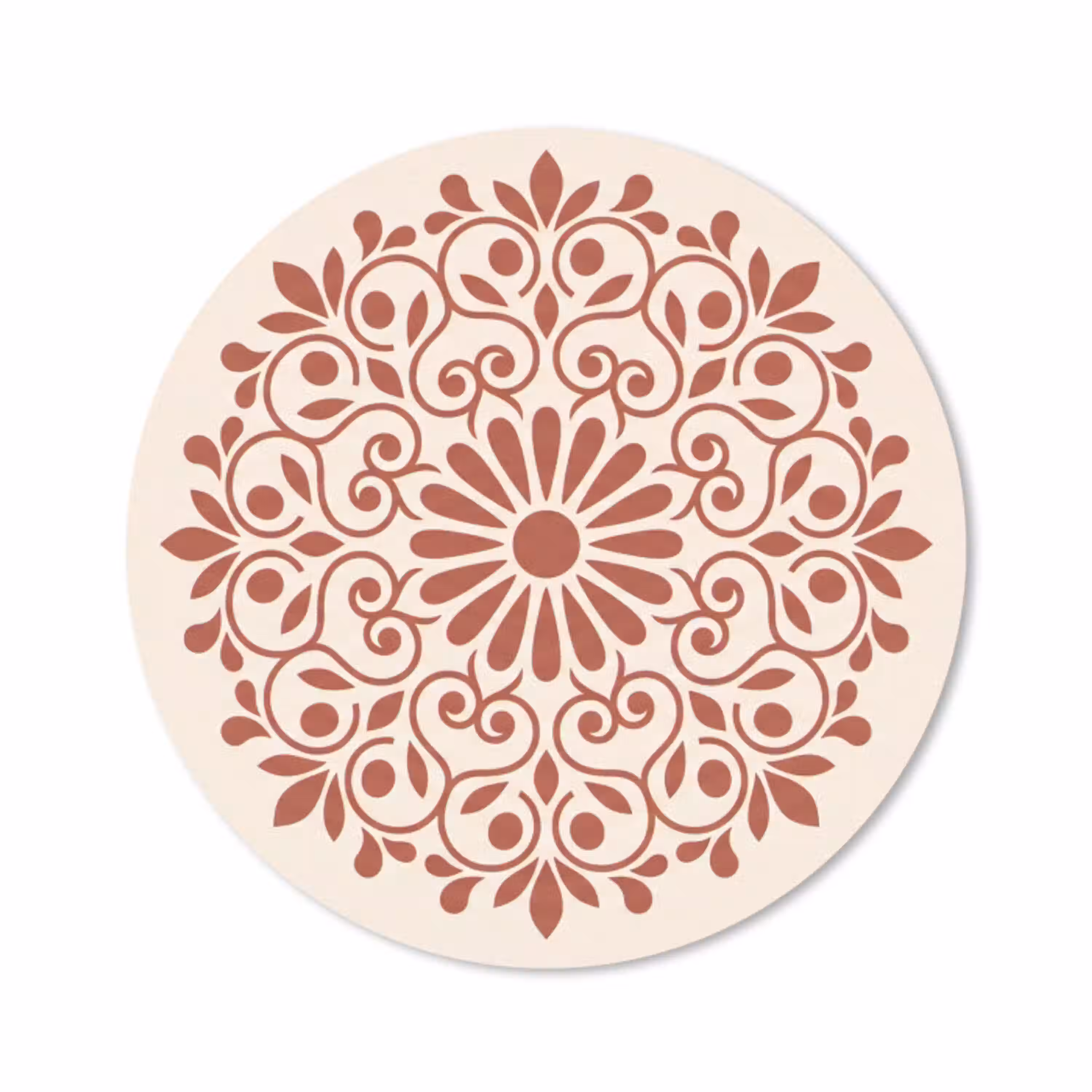 Decoratie - Cirkel - Symmetrisch - Modern - Roodbruin Muismat rond klein -3d