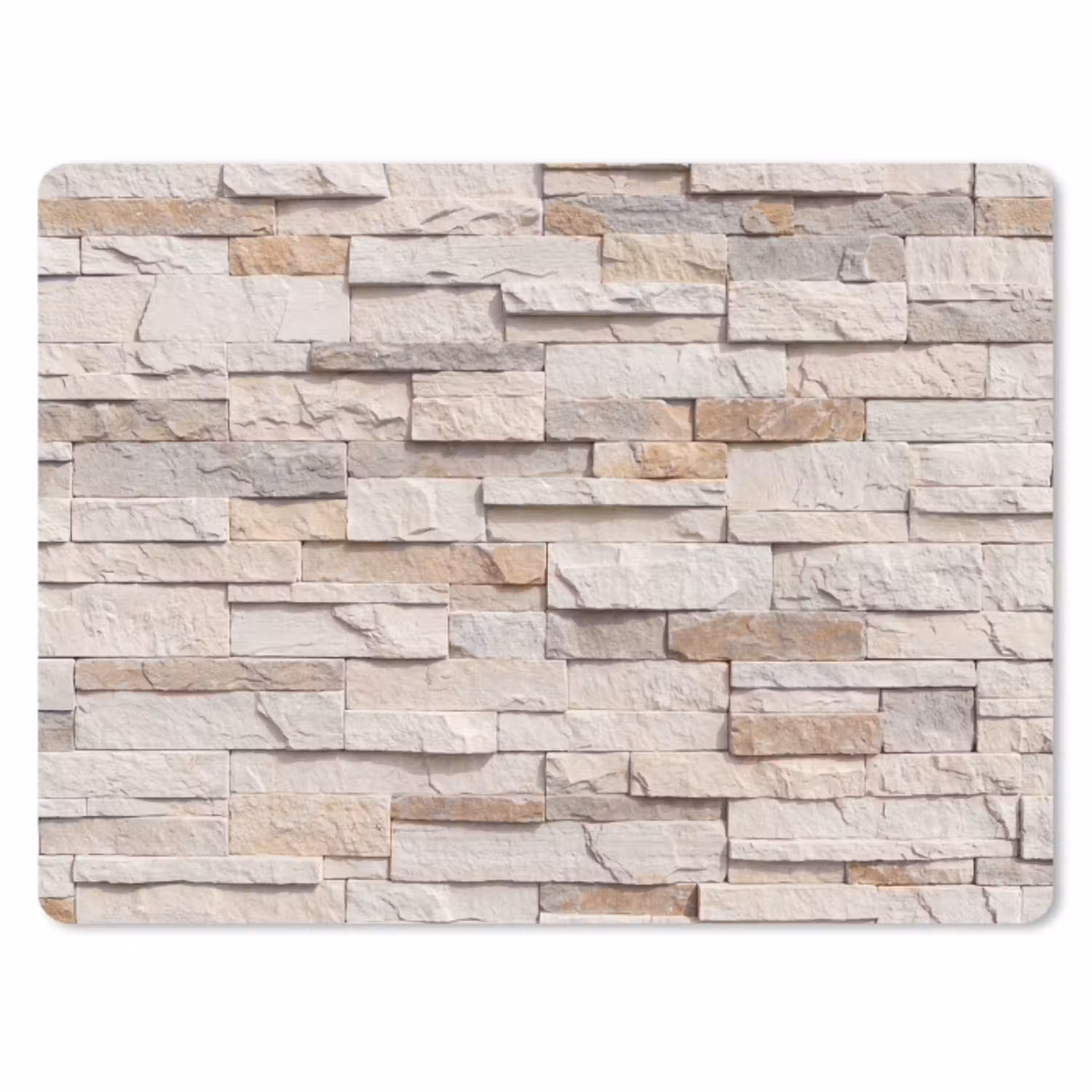 Steen - Muur - Textuur - Rustiek - Beige muismat rubber klein -3d