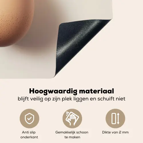 Ei - Beige - Ovaal - Egaal Inductie beschemer met haakjes klein -ky-onderkant-nl