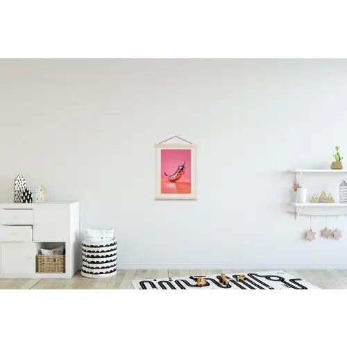 Disco - Peper - Roze textielposter latten blank klein -kinderkamer