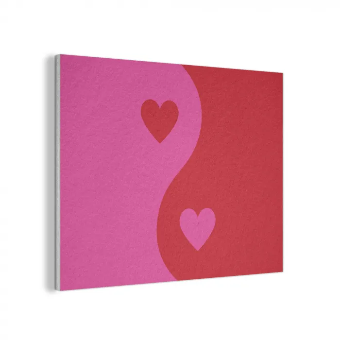 Minimalistisch - Rood - Roze - Hartjes PET vilt klein -3d