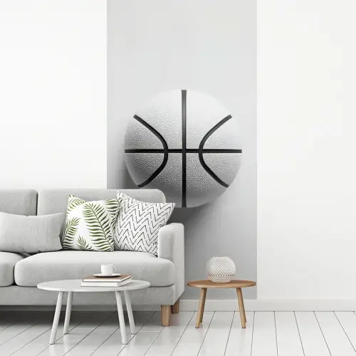 Basketbal - Wit - Schaduw - Lijnen fotobehang vinyl groot -woonkamer