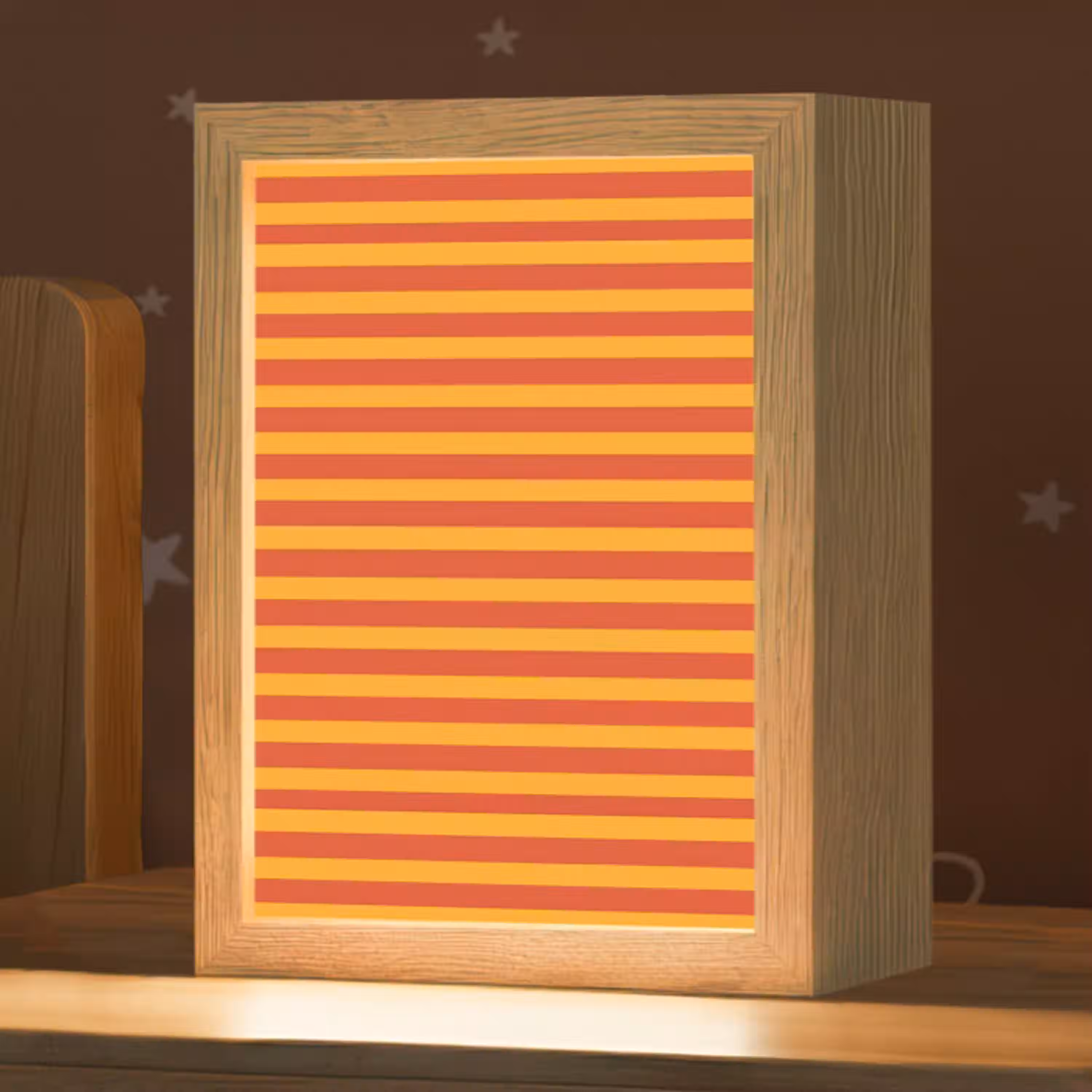 Strepen - Patroon - Oranje Light Box met kabel (Kinderlampje) klein 904 -zzz_3d_website