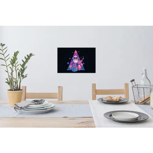 Retro - Kerstman - Rendieren - Kerstboom Muursticker klein -eettafel