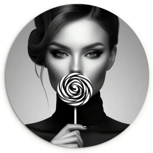 Vrouw - Lolly - Zwart Wandcirkel plexiglas klein -3d