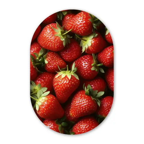 Aardbei - Fruit - Rood Wandcirkel Ovaal Glas middel -3d