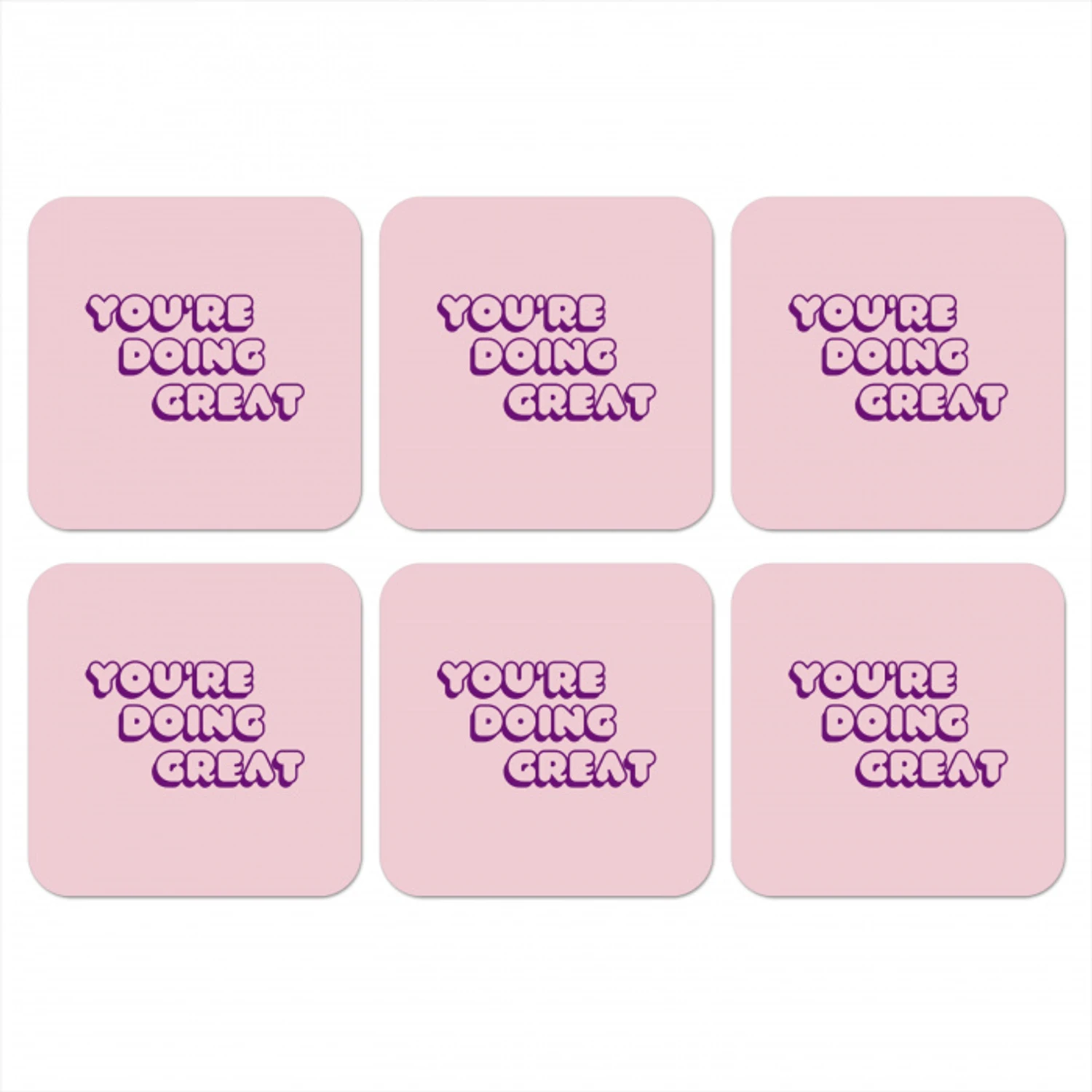 You're doing great - Roze - Bubble letters onderzetter kurk middel -3d