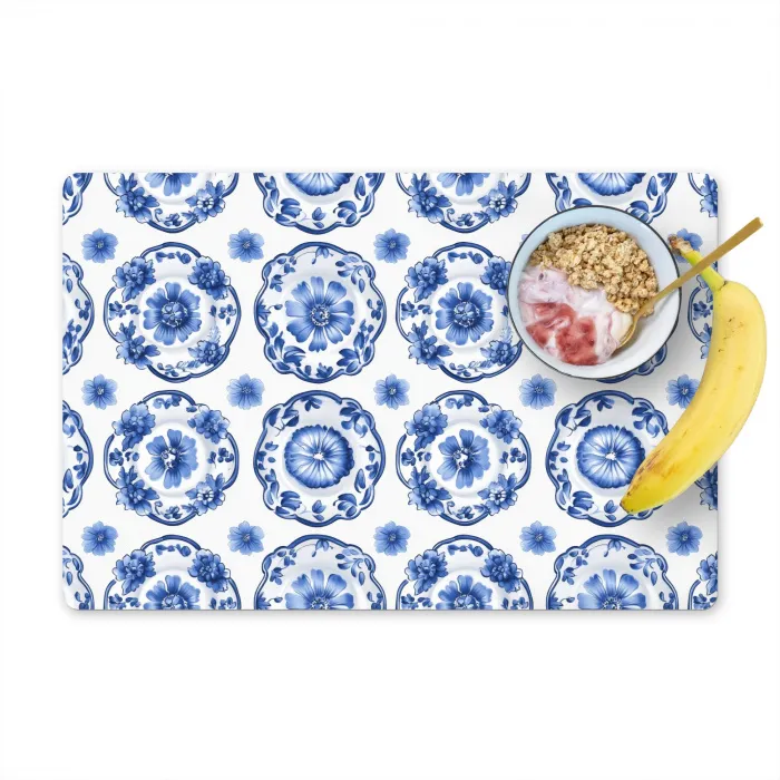 Sierborden - Bloemen - Blauw Placemat vinyl groot 368 -zzzproduct_Kitchenyeah-website