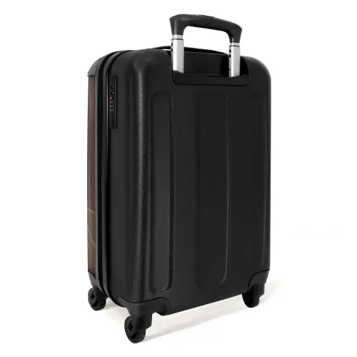Minimal - Donkerbruin met gouden golven NBS - Handbagage koffer - Unisex middel -achterkant