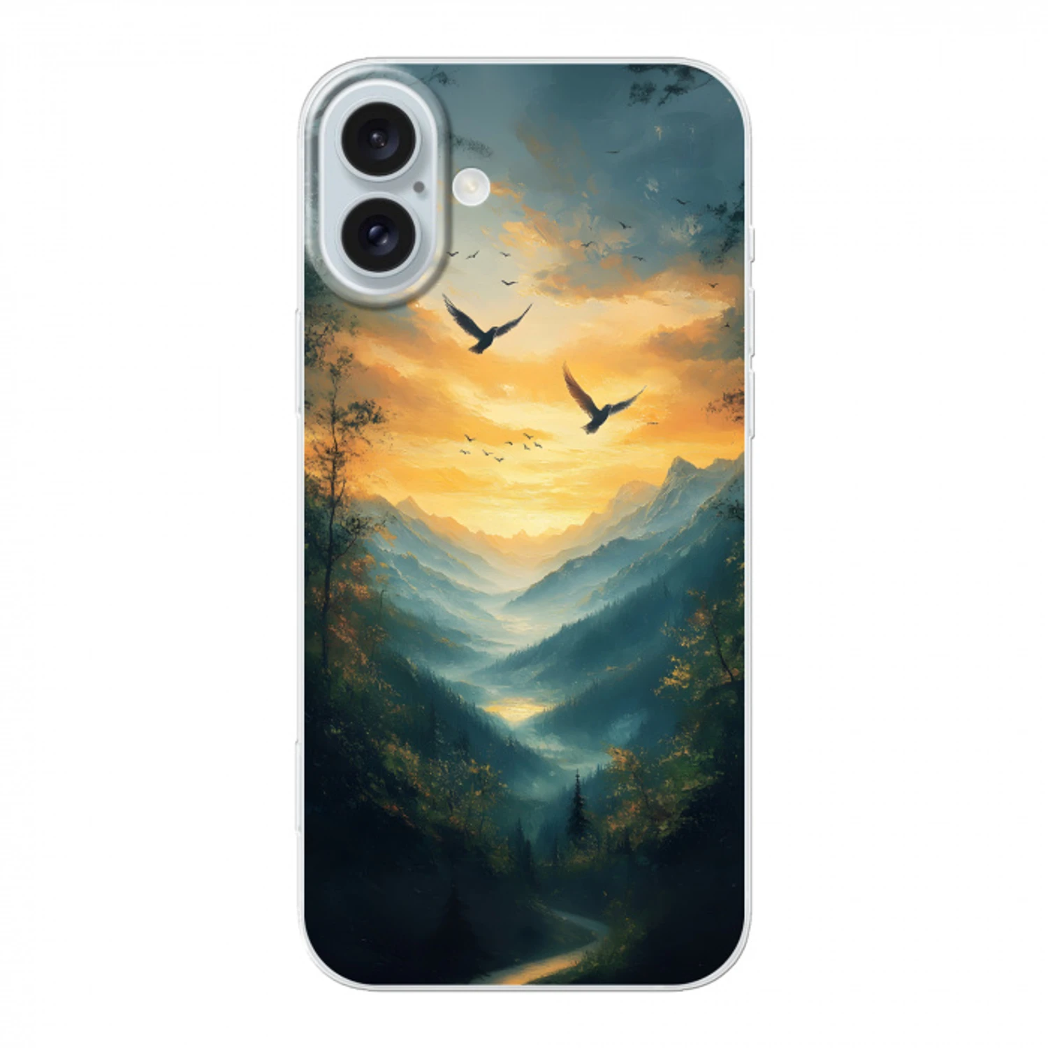 Vogels - Zon - Bomen - Groen Apple iPhone 16 Plus klein -3d