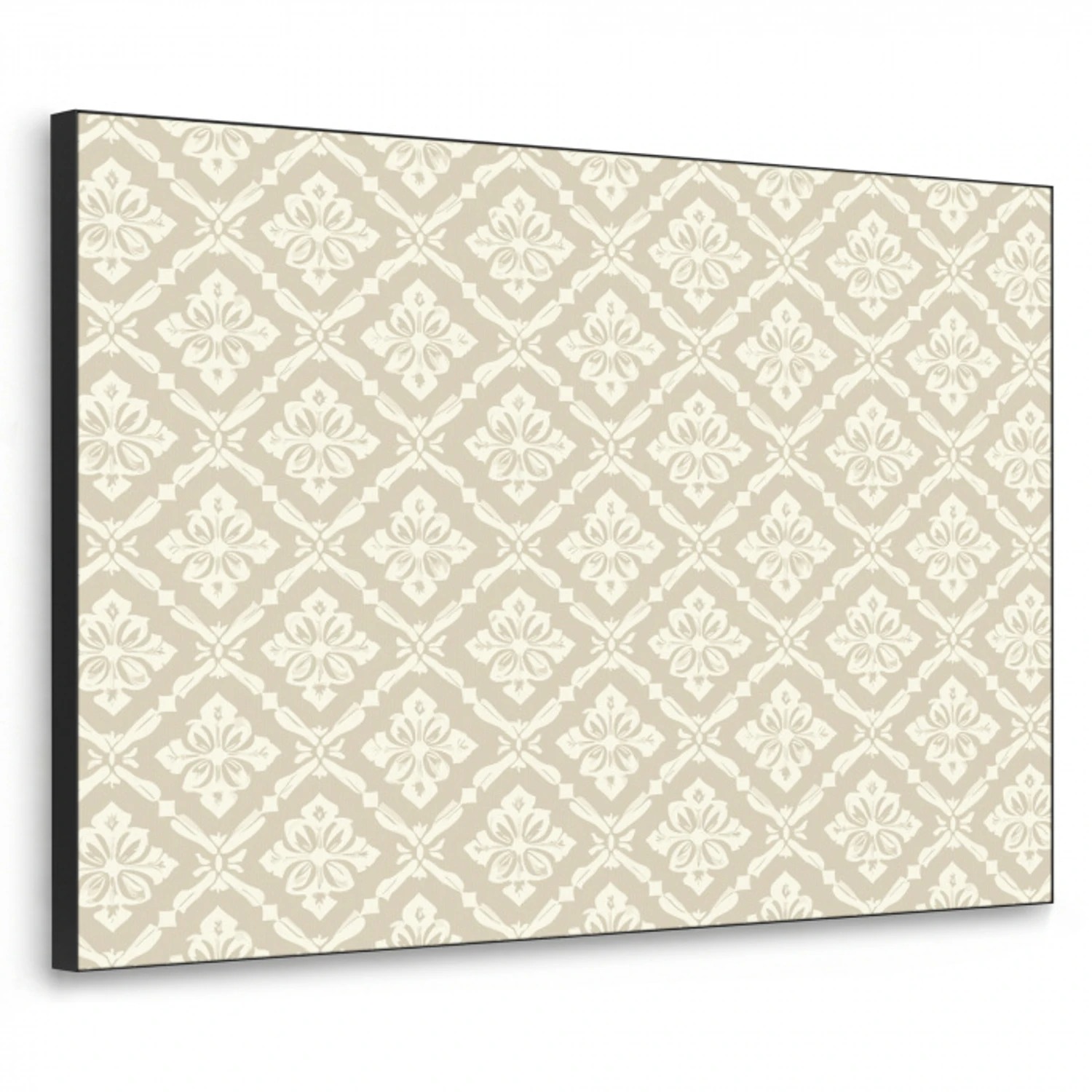 Floraal - Ornament - Beige Textielframe zwart klein 947 -3d