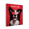 Hond - Hartjesbril - Loveyou - Rood aluminium wit klein -3d