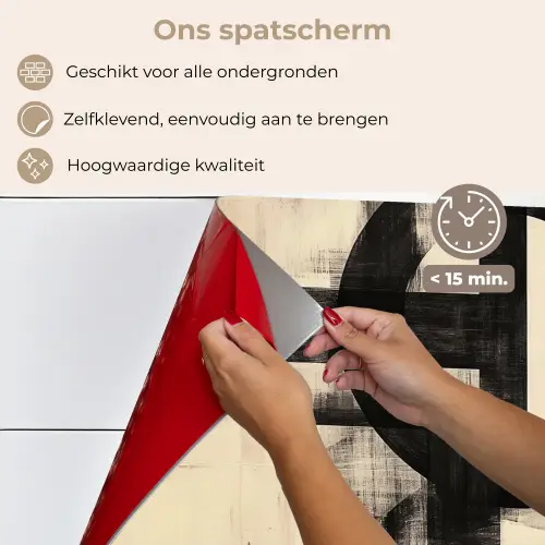Cirkels - Balken - Zwart - Abstract keuken achterwand spatscherm klein -spatscherm_NL