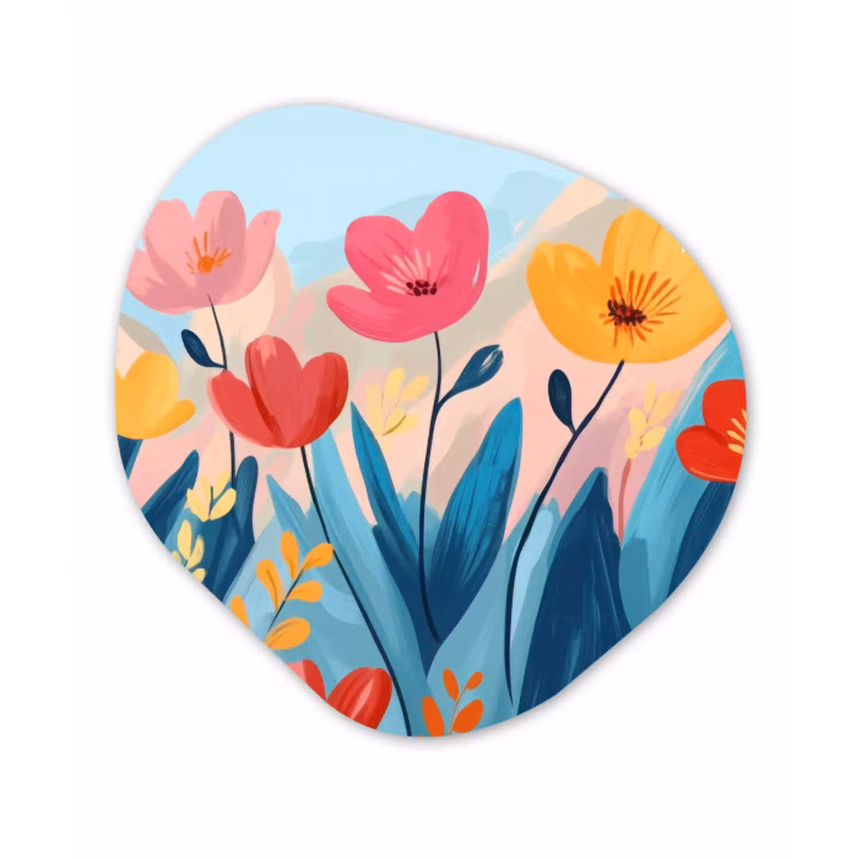 Illustratie - Bloemen - Kleurrijk Wandcirkel Organisch Plexiglas middel -3d