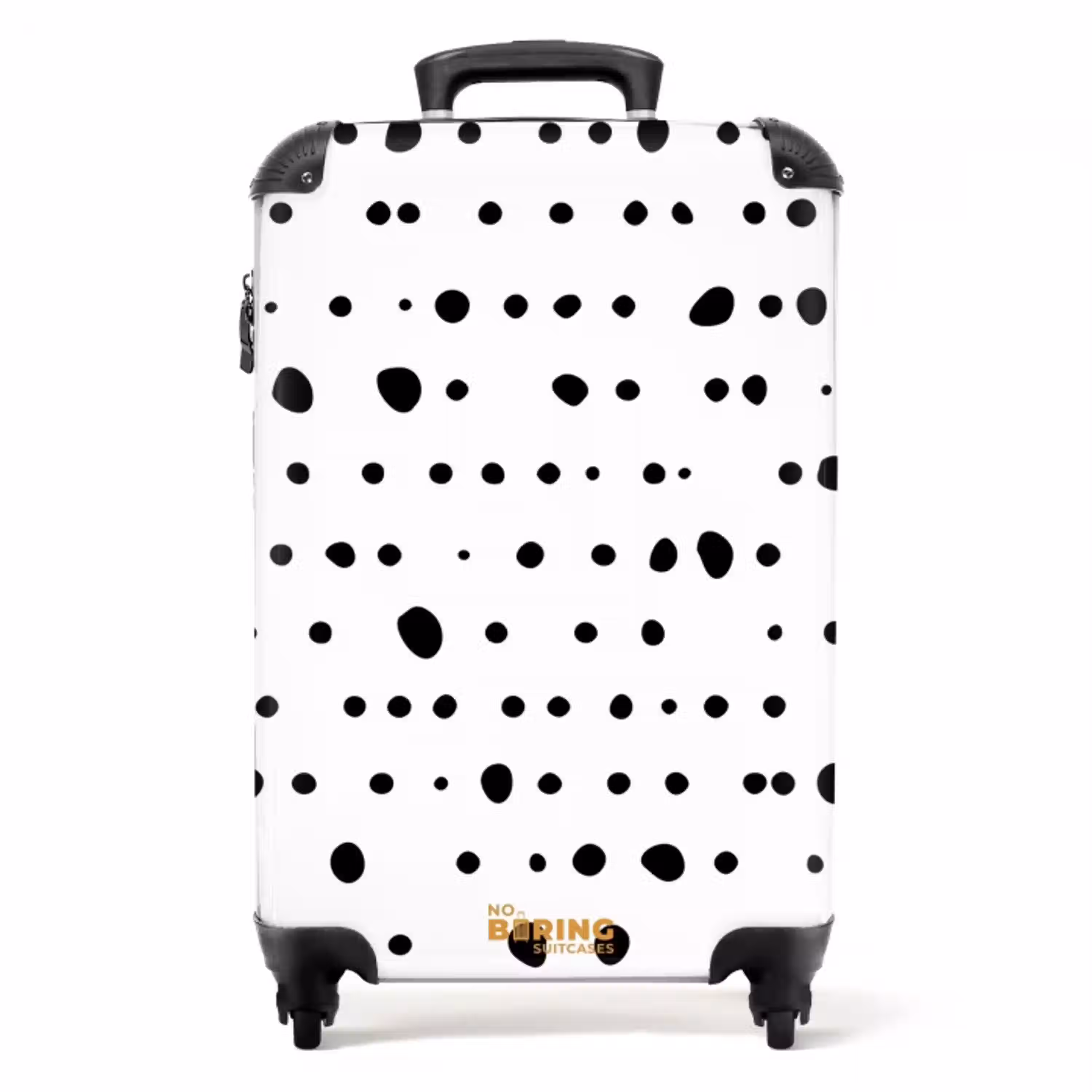 Organische zwarte stippen op witte achtergrond NBS - Handbagage koffer - Volwassenen Unisex middel -productfoto_recht