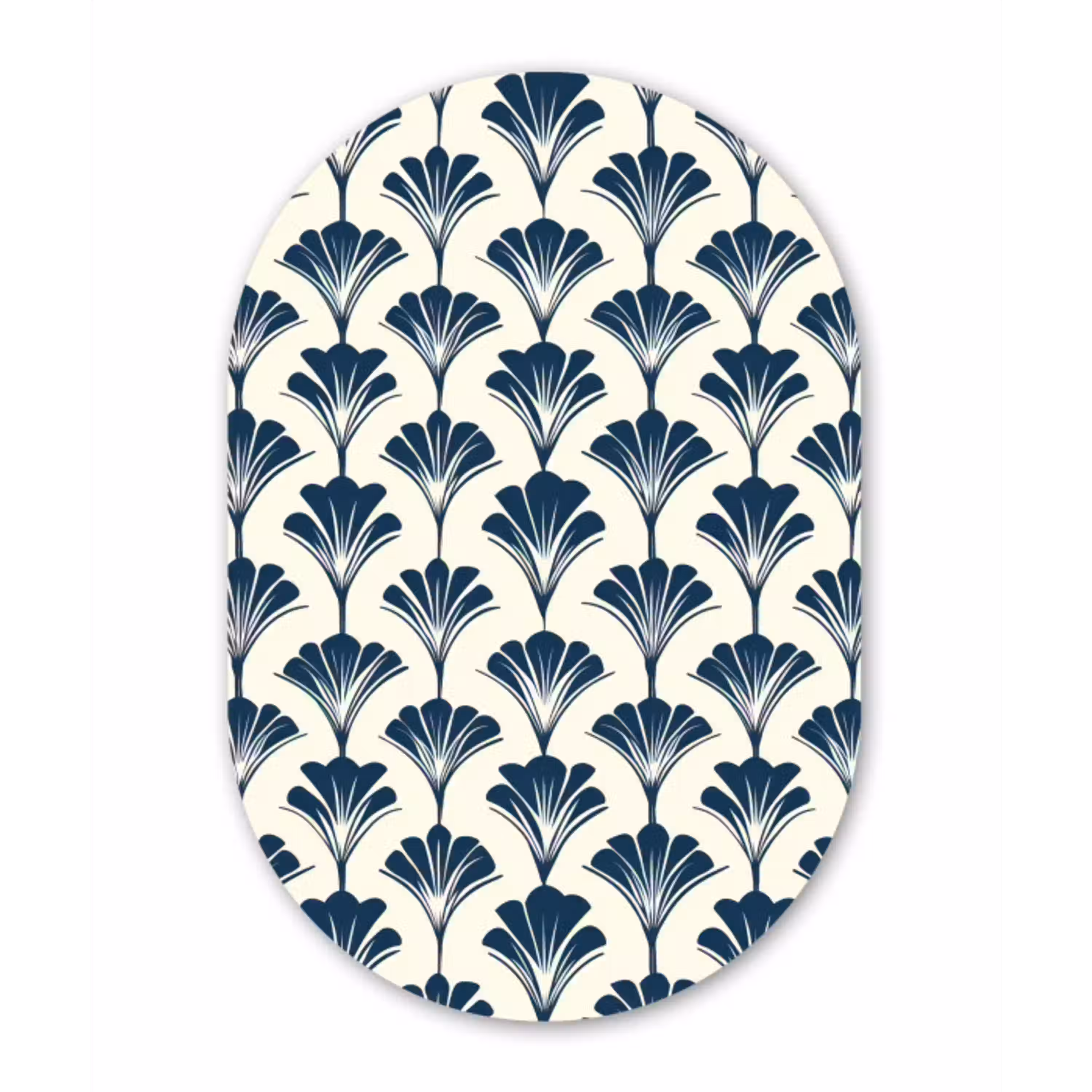 Klassiek - Motief - Blauw Wandcirkel Ovaal Aluminium middel 839 -3d