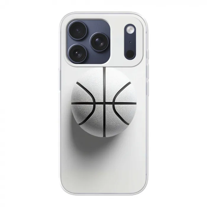 Basketbal - Wit - Schaduw - Lijnen Telefoonhoesje iPhone 17 Pro klein -3d