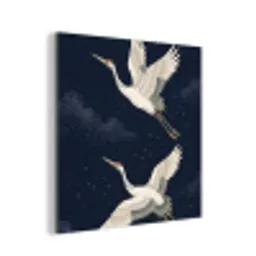 Kraanvogels - Nachthemel - Blauw aluminium wit klein -3d