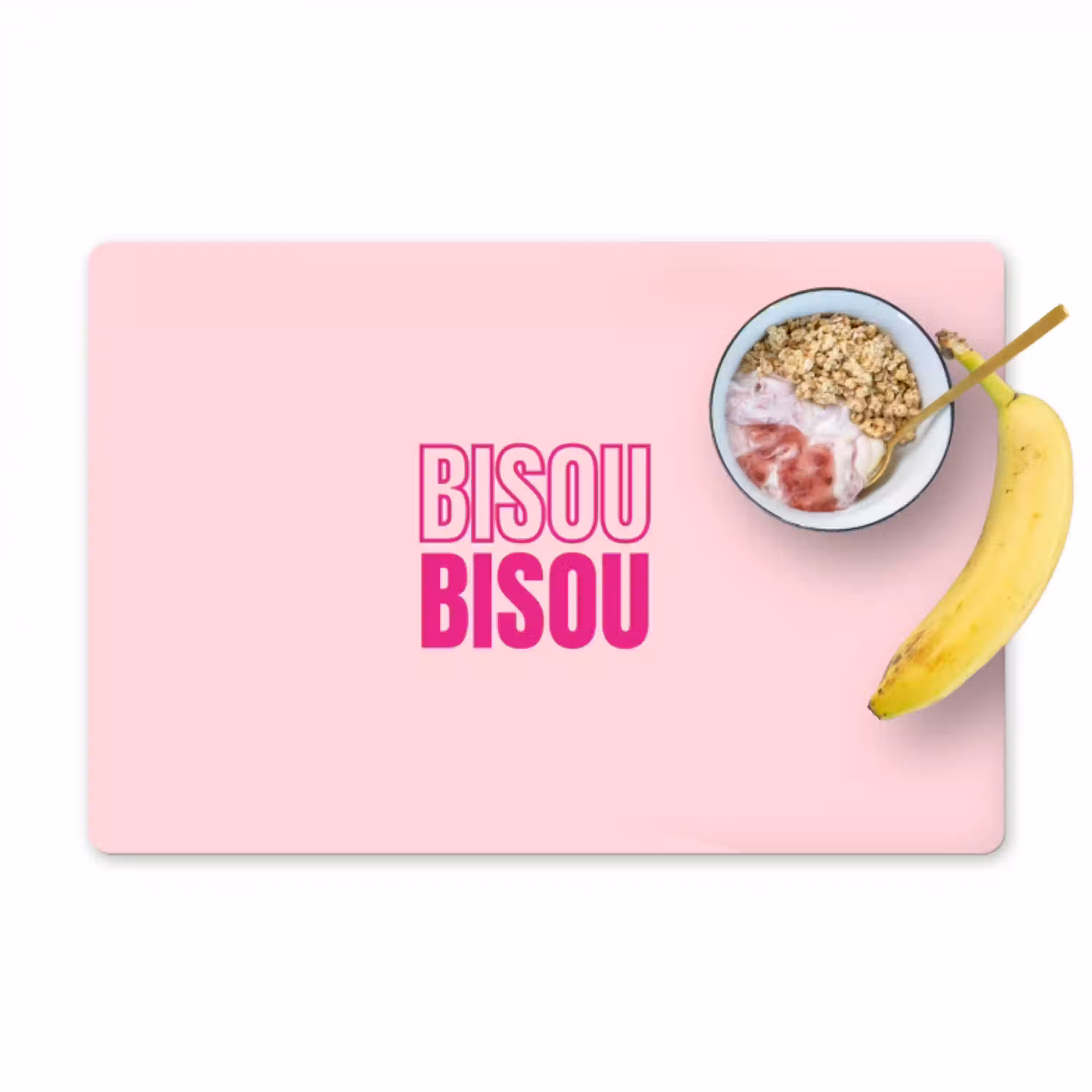 Bisou - Roze - Minimalistisch Placemat vinyl groot -zzzproduct_Kitchenyeah-website