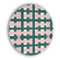 Vlechtpatroon - Groen - Roze - Grafisch Akoestische PET Vilt - Rond klein 838 -3d