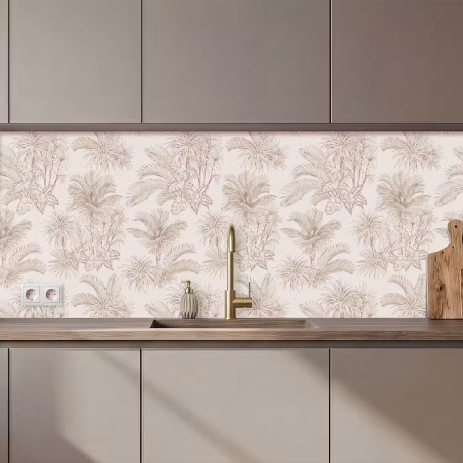 Küchenrückwand - Blumen - Beige - Pflanzen - Vintage