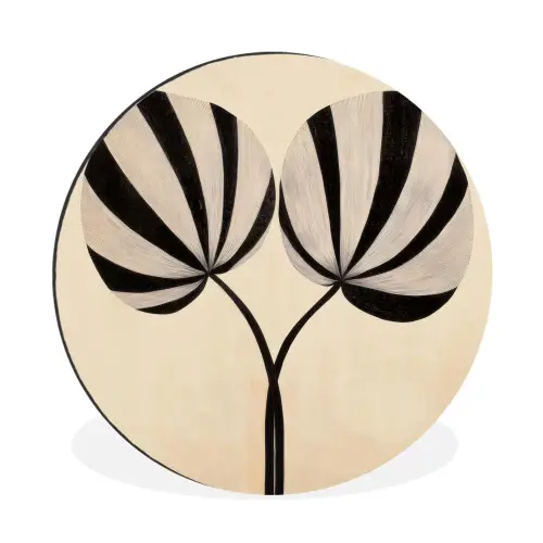 Bladeren - Gestreept - Stengel - Beige Wandcirkel aluminium klein -3d