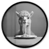 Alpaca - Pasta - Zwart - Wit - Grappig - Dieren Fotolijst rond zonder passe partout klein -3d