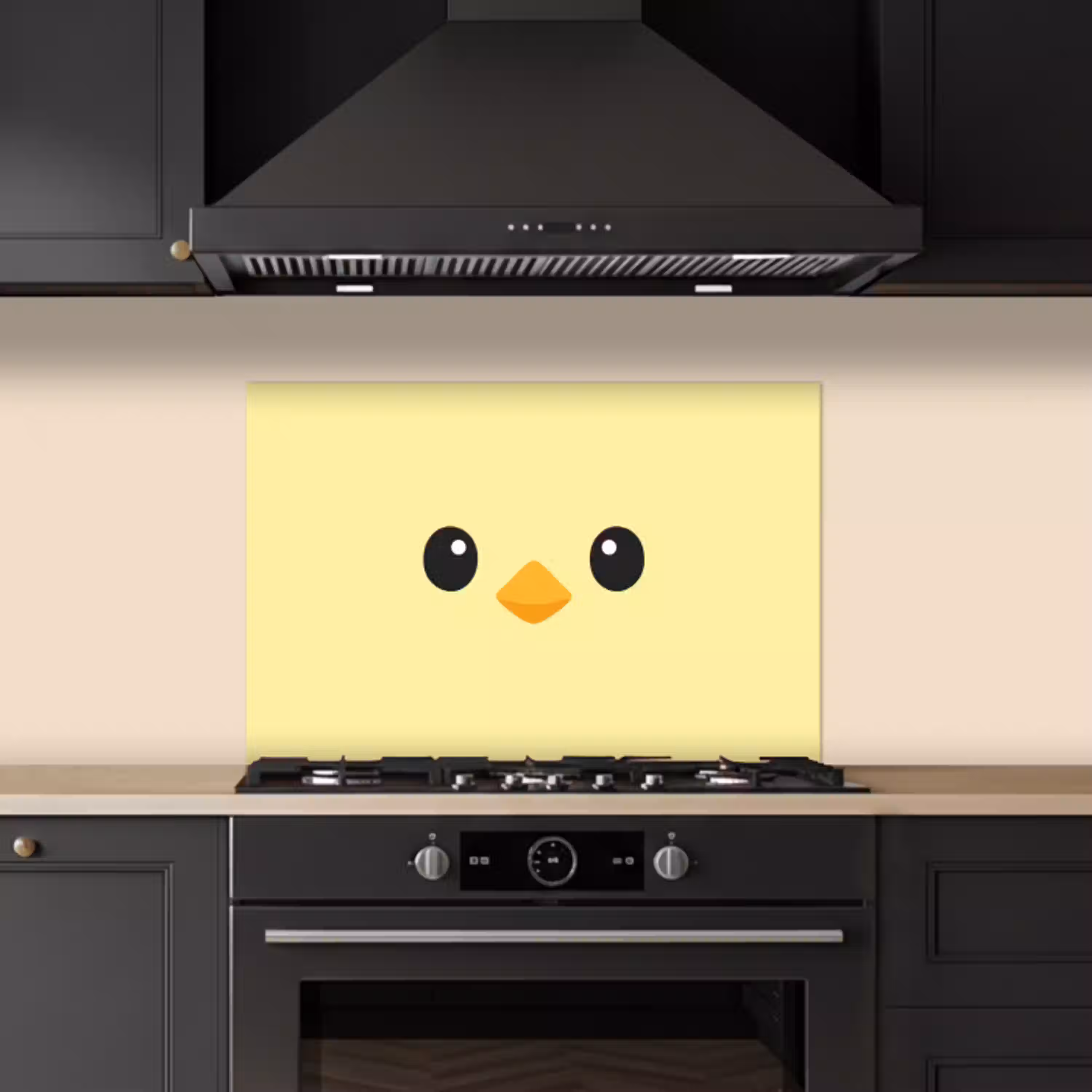 Kuiken - Vrolijk - Geel - Minimalistisch keuken achterwand spatscherm klein -sfeer1