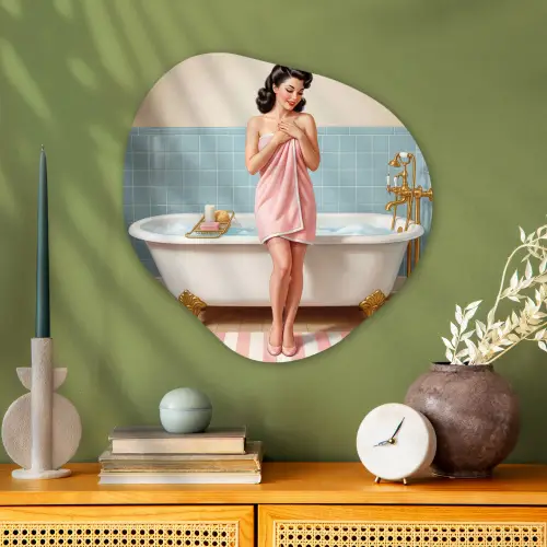 Badkamer - Vrouw - Roze Wandcirkel Organisch Aluminium middel -sfeer2