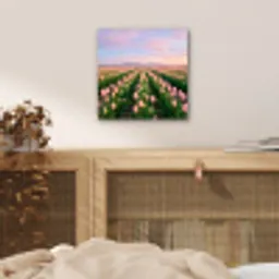 Tulpen - Landschap - Roze aluminium wit klein -sfeer3