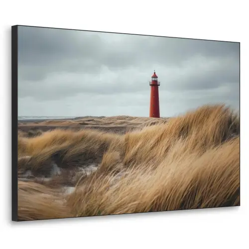 Duinen - Vuurtoren - Rood - Lucht Textielframe zwart klein -3d