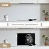 Leeuw - Ogen - Oranje - Zwart wit - Dieren - Portret keuken achterwand spatscherm klein -voor_na_NL